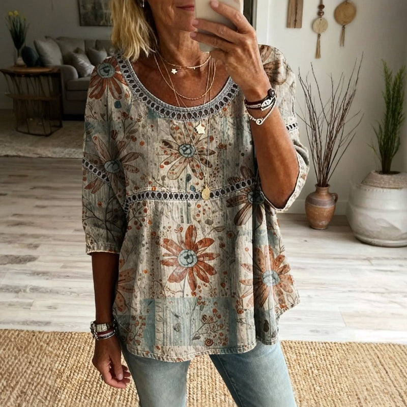 Ravora Paris™ | Blouse Vintage À Imprimé Floral