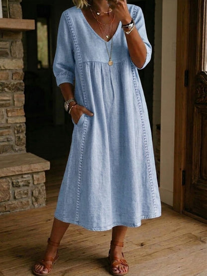 Ravora Paris™ | Robe Ample Lin Et Coton À Dentelle